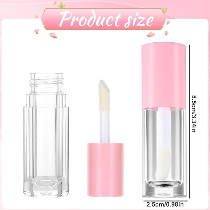 4Pcs Lip Gloss Tubes, 6ml Empty Lip Gloss Tubes with Wand Refillable Lip Gloss Containers with Rubber Stoppers Lip Balm Bottles for DIY Lipgloss (4 Colors)