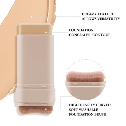 Matte Foundation Stick - Full Coverage Concealer And Contour Stick With Built In Applicator
