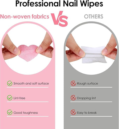 200 Pieces Nail Cotton Pads,1 Pull-Down Pump Dispenser Bottle, Super Absorbent Soft Non-Woven Eyelash Glue Wipes, Nail Polish dehumidifier for Eyelash Extension Products and Nail Oil Bottle (Pink)