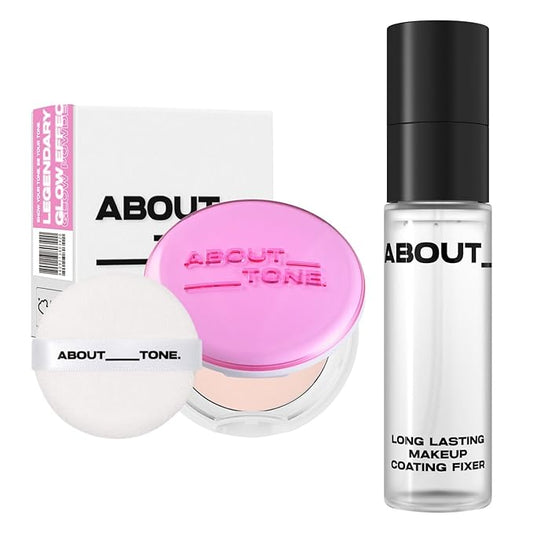 Glow Powder Pact + Long Lasting Makeup Coating Fixer BUNDLE SET