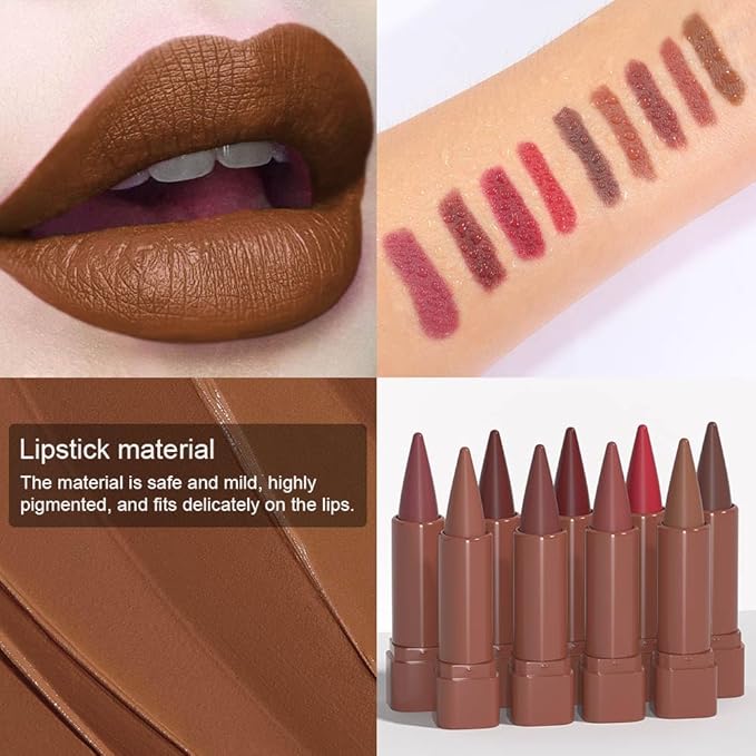 Sculpting Matte Lip Liner pencil,Gradient Matte Lipstick Crayon,Smooth Creamy Texture lip Pencil, Waterproof Smudge Proof Lipstick Pencil,Highly Pigmented Lip Makeup,Vegan Beauty.01#+02#