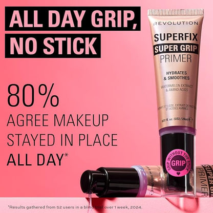 Revolution, Superfix Grip Primer, Hydrating & Smoothing Face Primer for Makeup, Gel-Formula to Grip Look, Vegan & Cruelty-Free, 0.81 fl oz