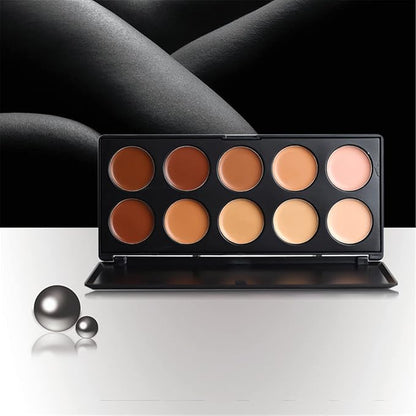 10 Colors Hydrating Cream Concealer Palette, Pure Vie Long Lasting Full Coverage Correcting Concealer Palette Foundation Camouflage Makeup Contour Kit for Conceals Corrects Dark Circles Acne Blemish