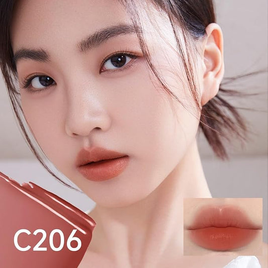 Hydrating Lip Serum Cream, Longlasting Moisturizing, Lightweight Lip Gloss, Semi-Matte Lipstick with Vitamin E, Crithmum Maritimum Essential oil, C206