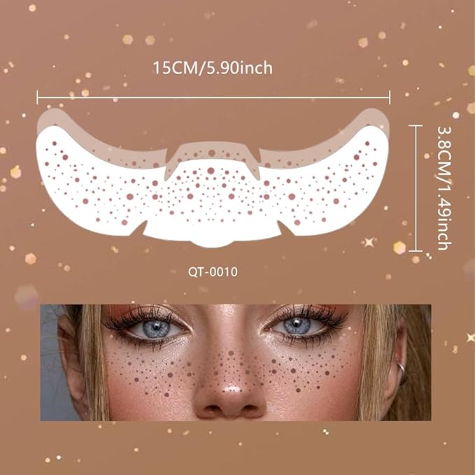 8Ps Face Glitter Speckles Patches, Rose Gold Glitter Freckles Face Tattoo, Glow Up Makeup Patches, Cute Glitter Makeup Accessories for Women, Cosmetic Glitter for Face Gift