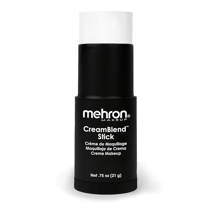 Mehron Makeup CreamBlend Stick | Face Paint, Body Paint, & Foundation Cream Makeup | Perfect for Halloween .75 oz (21 g) (White)