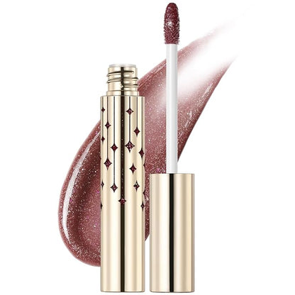 FOCALLURE High Shine Glitter Lip Gloss,Hydrates and Soothes Lips for a Gorgeous,Delivers a Non-sticky Glossy finish,Long-lasting Shine & Fuller-looking Lip Makeup,BR02 BORN BAD