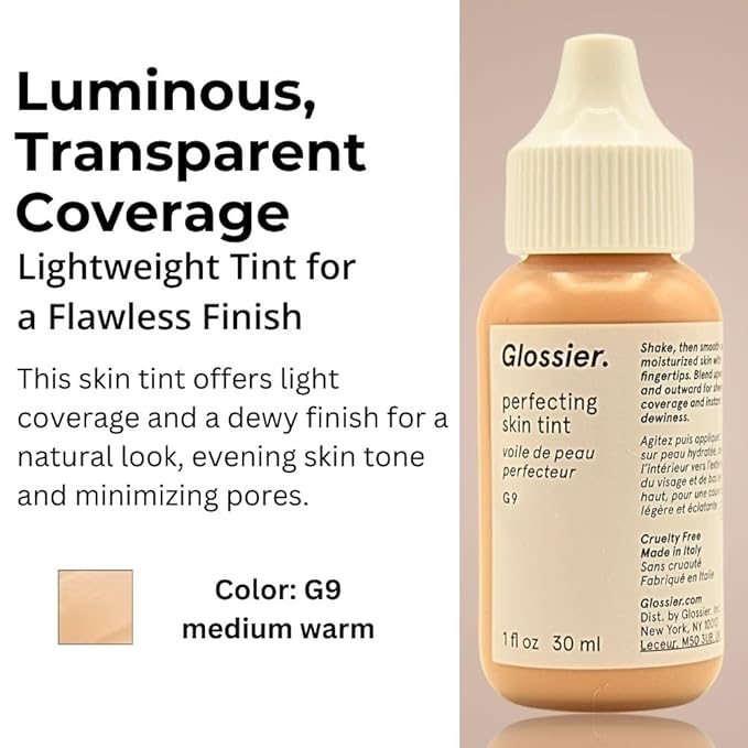 Glossier Perfecting Skin Tint for Dewy Sheer Coverage - G9 - Medium Warm
