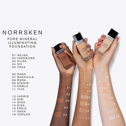 Liquid Norrsken Foundation - Silky Smooth Coverage - Luminous, Dewy Finish for Dry and Dull Skin - Water Resistant and Vegan Makeup - 206 Freja - Warm Light - 1.01 oz (Pack of 2)