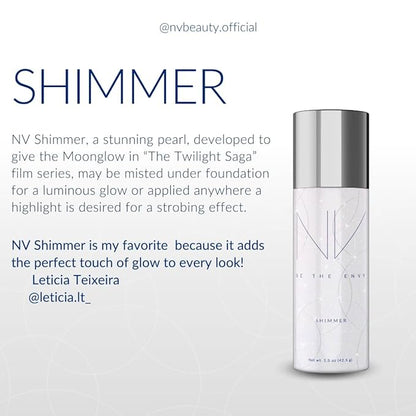 NV Perfecting Mist Shimmer Buildable Coverage Professional Airbrush Makeup with Plant-based Stem Cell Polypeptides, Vitamins A, D, E and Aloe, 1.5 ounces. SHIMMER