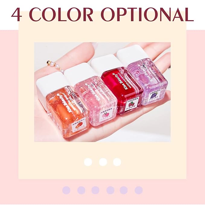 Fruit Pearlescent Plumping Lip Oil, Lip CarePearl & Shimmer Mini Lip Gloss Kit, Lip Care Hydrating Lip Gloss Tinted Lip Balm, Long Lasting & Nourishing Lip Glow Oil, Non-sticky Fresh Texture (Peach)