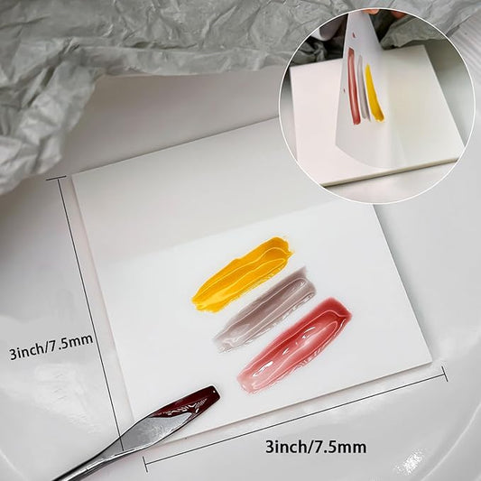 200 Sheets 3 x 3 inch Disposable Nail Polish Palette Paper, Waterproof Makeup Mixing Palette Paper Gel Nail Mixing Tool with 1 Pc Nail Palette Stirring Rod Clear