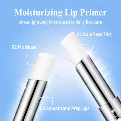 KYDA 2 Pcs Lip Primer, Colorless Tint, Smoothes and Refines Lips, Moisturizing Primer for Lips, Sheer Lightweight Lip Base, Lipstick Primer & Daily Lips Balm
