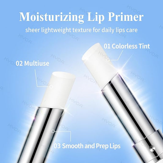 KYDA 2 Pcs Lip Primer, Colorless Tint, Smoothes and Refines Lips, Moisturizing Primer for Lips, Sheer Lightweight Lip Base, Lipstick Primer & Daily Lips Balm