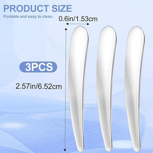 3 Pcs Metal Makeup Spatula, Facial Cosmetic Cream Spatulas Spoon, Massage Beauty Tools, Reusable Skincare Scoop Applicator for Face Eye Cream