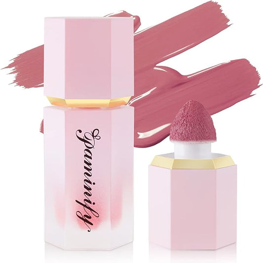 Soft Cream Liquid Blush, Creamy Dewy Blush Lightweight Blendable Glowing Blush Stick with Cushion Applicator,Natural Silky Smooth Moisturizing Blush Makeup,Cruelty-free,07 Cherry