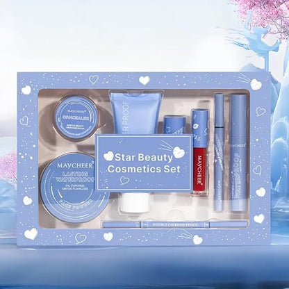 LAMUSELAND Makeup Kit for Women Girls Full Kit, 8 Pieces All in One Professional Makeup Gift Set, include Eyeliner, Eyebrow Pencil, Mascara, Lipsticks, Foundation, Face Powder and Skin Concealer (C)
