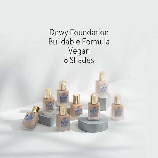 W7 Legend Foundation - Creamy Liquid Foundation for Poreless, Semi-Matte Medium Coverage - 28ml (Toffee)