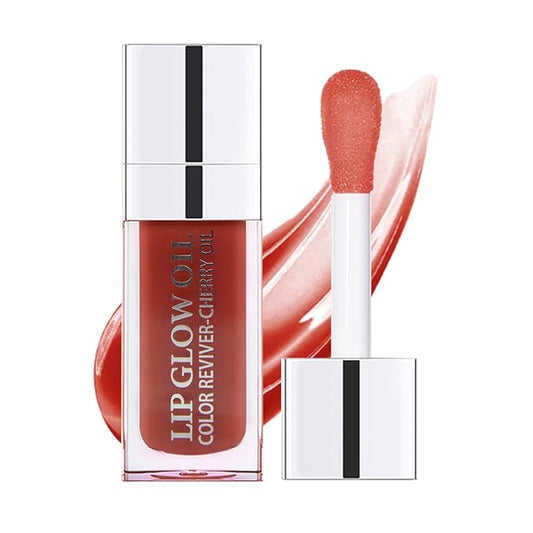 Plumping Lip Oil, Hydrating Lip Gloss Tinted Lip Balm Transparent Lip Care, Big Brush Head Glitter Shine, Long Lasting Nourishing Non-sticky Fresh Texture