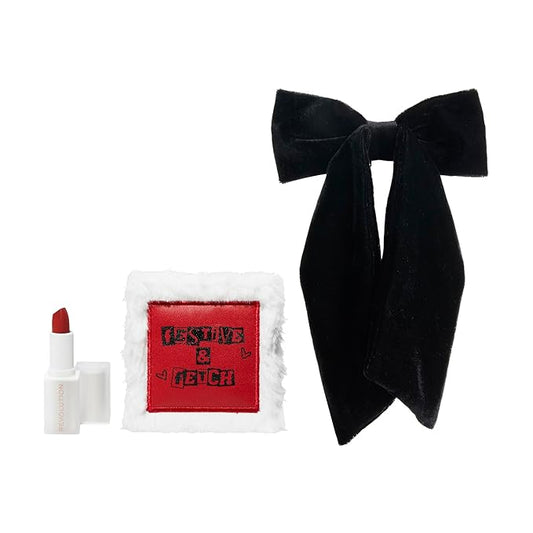Revolution Beauty, Mean Girls x Revolution Gift Set, Eyeshadow Palette Holiday Gift Set with Matte Red Lipstick & Hair Bow, Vegan & Cruelty-Free