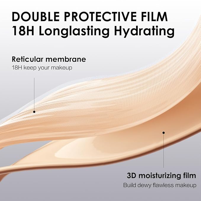 Black Magnet Cushion Foundation - Full Buildable Coverage, Moisturizing, Lightweight, 18H Long-Lasting Glow Looking, Refill Included, K01.Warm Fair