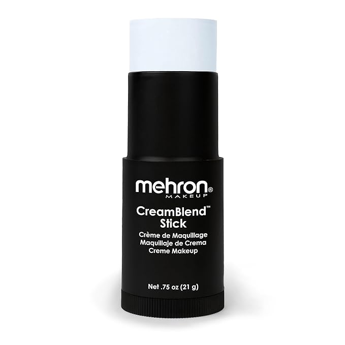 Mehron Makeup CreamBlend Stick | Face Paint, Body Paint, & Foundation Cream Makeup | Perfect for Halloween .75 oz (21 g) (Moonlight White)