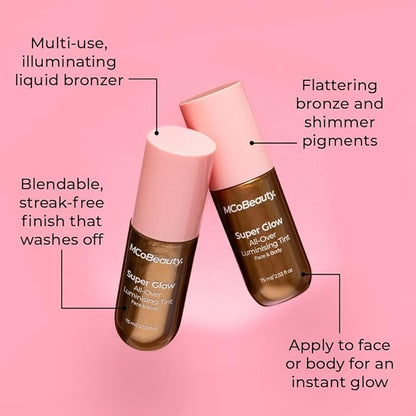 MCoBeauty Super Glow All-Over Luminising Tint - Bronze Skin Enhancer with Subtle Shimmer, Vegan, Cruelty Free Cosmetics