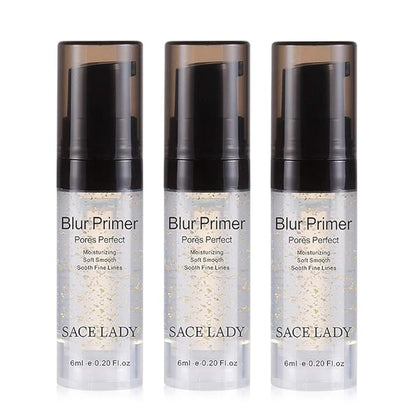 SACE LADY Face Makeup Primer Set, Big Pores Minimizer Perfect Cover, Matte Blur Pore Eraser Filler, Smooth Fine Lines Wrikles, Makeup Base Foundation Primer Gold Foil Infused (6ml/0.2Fl Oz,Pack of 3)
