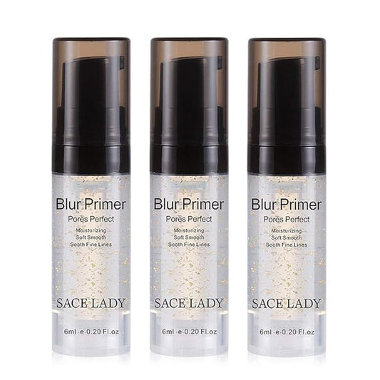 SACE LADY Face Makeup Primer Set, Big Pores Minimizer Perfect Cover, Matte Blur Pore Eraser Filler, Smooth Fine Lines Wrikles, Makeup Base Foundation Primer Gold Foil Infused (6ml/0.2Fl Oz,Pack of 3)