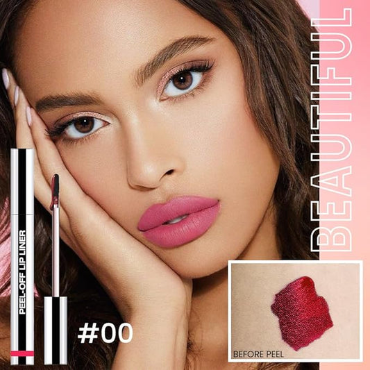 2Pcs Matte Liquid Lip Gloss Stain-Peel Off Lip Liner Tattoo, Long Lasting Peel Off Lip Stain,Waterproof & Transfer-Proof Lip Liner Peel Off Lip Gloss for All Skin Types (#00+#06)