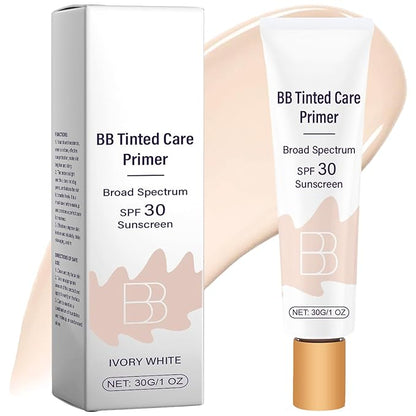 BB Cream Tinted Moisturizer SPF 30, BB Tinted Primer Full Coverage, Even Skin Color Hydrating and Smoothing