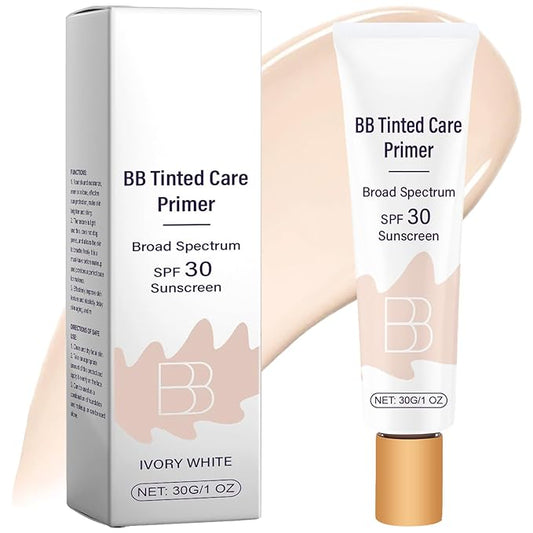 BB Cream Tinted Moisturizer SPF 30, BB Tinted Primer Full Coverage, Even Skin Color Hydrating and Smoothing
