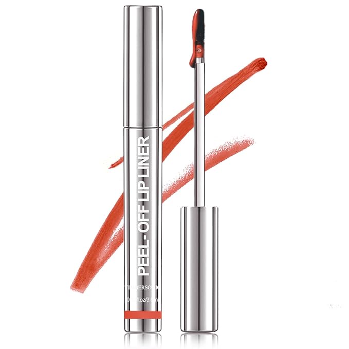 Timbersonic Lip Stain Peel Off, Timbersonic Peel off Lip Liner Stain, 8 Colors Lip Stain Peel off Tint Tattoo Color Waterproof Long-Lasting, No Smudging, Non-Stick Cup (#07)