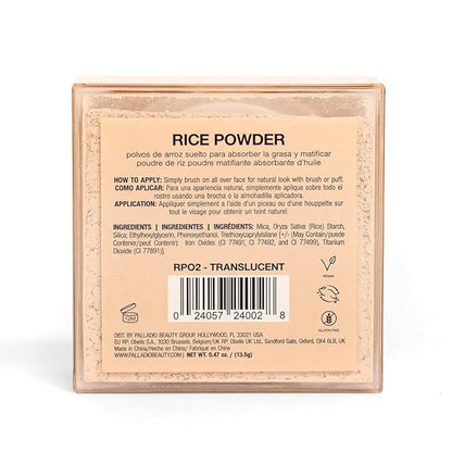 Palladio Rice Powder, Translucent, Loose Setting Powder, Absorbs Oil, Leaves Face Looking and Feeling Smooth, Helps Makeup Last Longer For a Flawless, Fresh Look