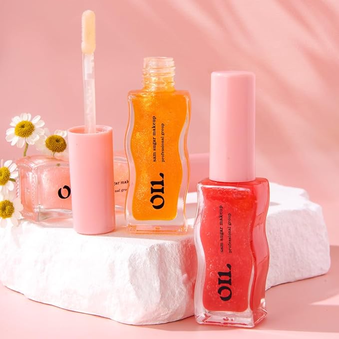 High Shine Smooth Finish Fruit Strawberry Honey Essence Lip Oil, Long-lasting Moisturizing, Lip Line Smoothing, Transparent Pearl Lip Glaze, 8ml 2PCS