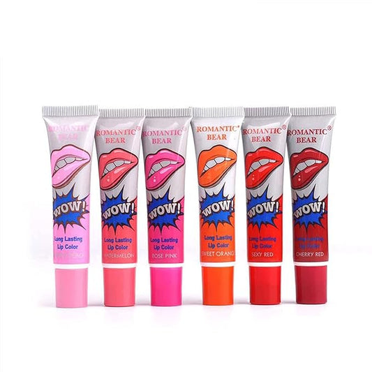Romantic 6 Colors Tattoo Magic Color Lip Stain Tint Long Lasting Lip Gloss Sets for Women Peel Off Colored Matte Sexy Color 1 SET