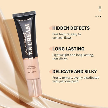 LAMUSELAND BB Cream Foundation, Full Coverage Hydrating Oil-Free Tinted Moisturizer Cream, Color Correcting Long-lasting BB Cream for All Skin Tones (Lvory Fair, M)