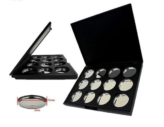 Empty Magnetic Eyeshadow Palette, Make Up Container Pallet for Empty Magnetic Cosmetics Makeup Eyeshadow Eye Shadow Aluminum Palette Pans Case,Black