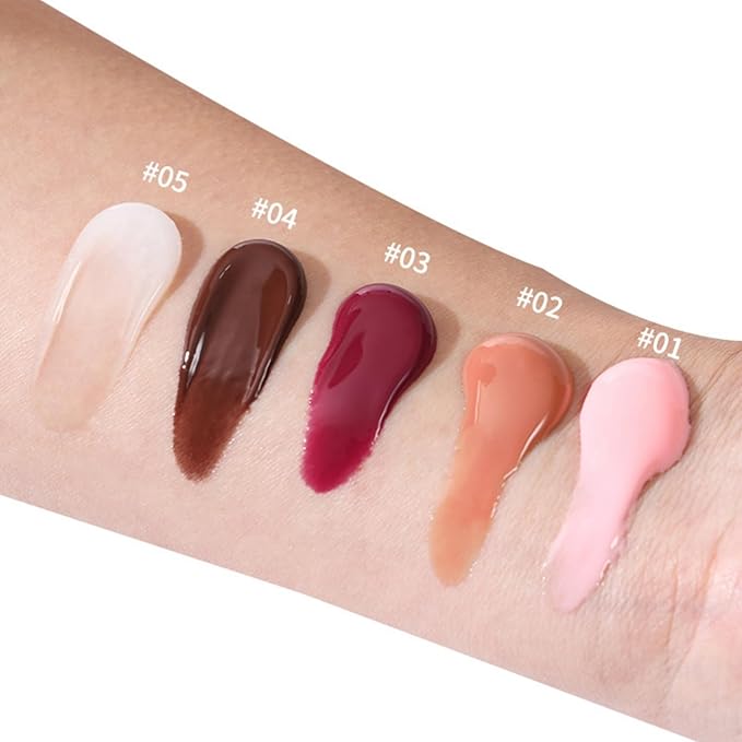 5 Colors Mirror Lip Glaze, Plumping Hydrating Gloss, Long-Lasting Moisturizing Non-Sticky Oil, Quick Full Lip Color