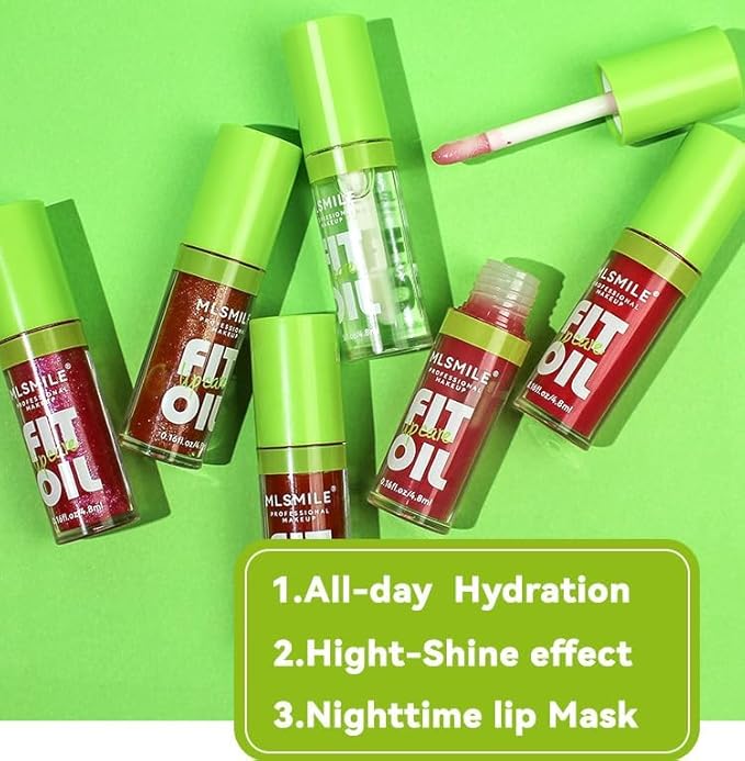4 Colors Lip Oil Lip Glaze, Hydrating Lip Glow Oil Fit Oil Lip Care, Shiny Transparent Lip Gloss Plumping,Long Lasting Nourishing Non-sticky Fresh Clear Smooth Lip Care Product-Set A