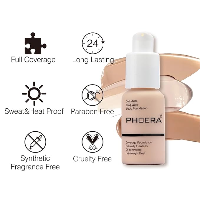 Foundation Set, 2Pcs Flawless Foundation and Makeup Spong Set for Natural Look, Waterproof, Medium Coverage, Matte Finish, Oil-Control, Odorless, Super Stay Up to 12 Hour (102 & 103)