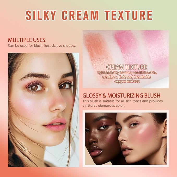 PH Tinted Moisture Stick，Multi-Use Cream Color Changing Blush, 3-in-1 Blush Stick for Cheek/Eyes/Lips, Waterproof Hydrating Tinted Solid Makeup Products (1# Shy Pink)