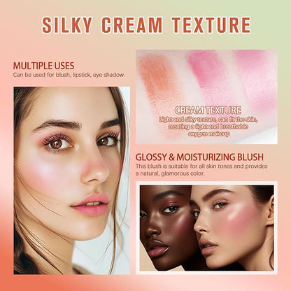PH Tinted Moisture Stick，Multi-Use Cream Color Changing Blush, 3-in-1 Blush Stick for Cheek/Eyes/Lips, Waterproof Hydrating Tinted Solid Makeup Products (1# Shy Pink)