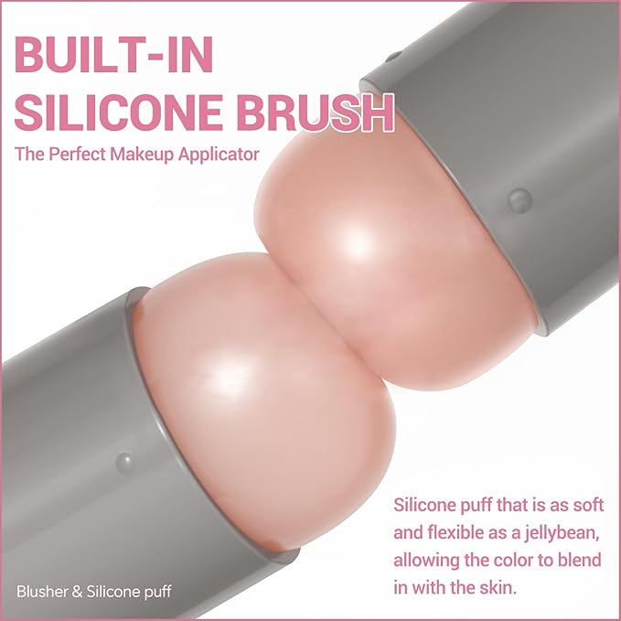 Erinde Blush Stick for Cheeks, Cream to Powder Blush Stick, Matte Blendable Buildable Color, Built-In Silicone Blush Brush, Cream Blush Stick for Cheek, Eyes & Lips, Vegan & Cruelty Free, 05