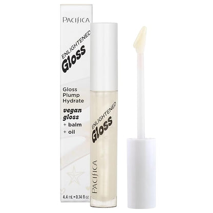 Pacifica Plumping Lip Gloss – Sugar Cake Flavored Shimmering Gold Hydrating Lip Oil Balm, No Tingle Lip Plumper with Shea Butter, Non-Sticky High Shine Sweet Finish, Vegan & Cruelty-Free 0.14oz