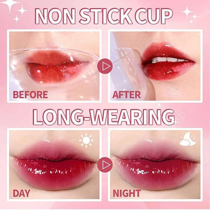 10 Colors Lip Tint Stain Set, Korean Moisturizing Lip Gloss Velvet Mini Liquid Lipstick, Multi-Use Lip and Cheek Tint, Non-Stick Cup, Lightweight, Long-Lasting Waterproof Lips Makeup