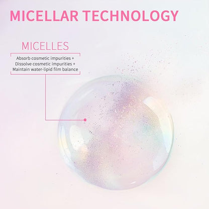 NICEFACE All-in-One Micellar Cleansing Water, Hydrating Facial Cleanser & Makeup Remover, Apply to Face, Eyes and Lips - No Rinse Off, Suitable for Sensitive Skin, Vegan, Cruelty Free (100ml)