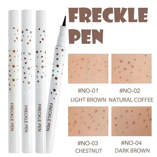Freckles Pen, 2 Color Natural Freckles Pens Waterproof Long-Lasting Quick-Dry Pen, Easy Makeup Tool For a Natural Sun-kissed Makeups, Chestnut&Dark Brown