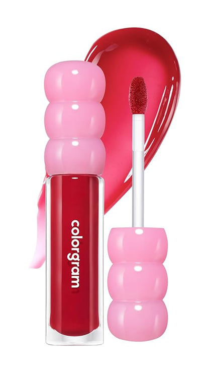 COLORGRAM FRUITY GLASS GLOSS 06 MAGIC CHERRY | Non-Sticky Glossy Lip Tint with Glass-Like Shine | Long-Lasting Hydrating Lip Gloss for Smooth & Plump Lips