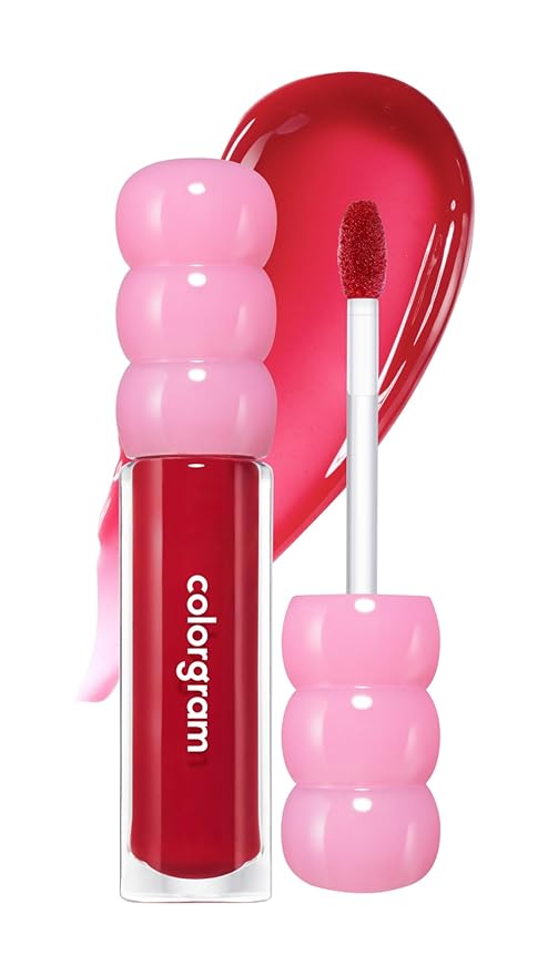 COLORGRAM FRUITY GLASS GLOSS 06 MAGIC CHERRY | Non-Sticky Glossy Lip Tint with Glass-Like Shine | Long-Lasting Hydrating Lip Gloss for Smooth & Plump Lips